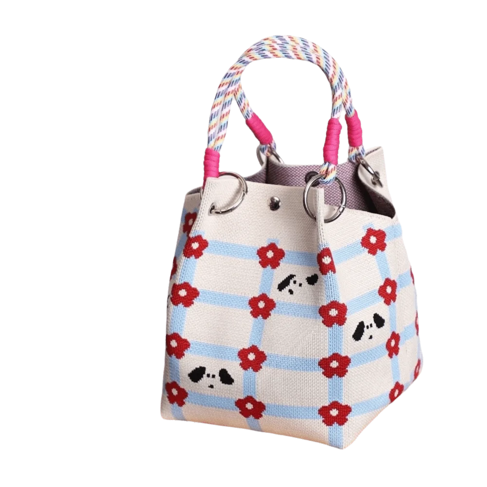 Handmade Knitted Bucket Bag – Woven Wrist Tote for Women