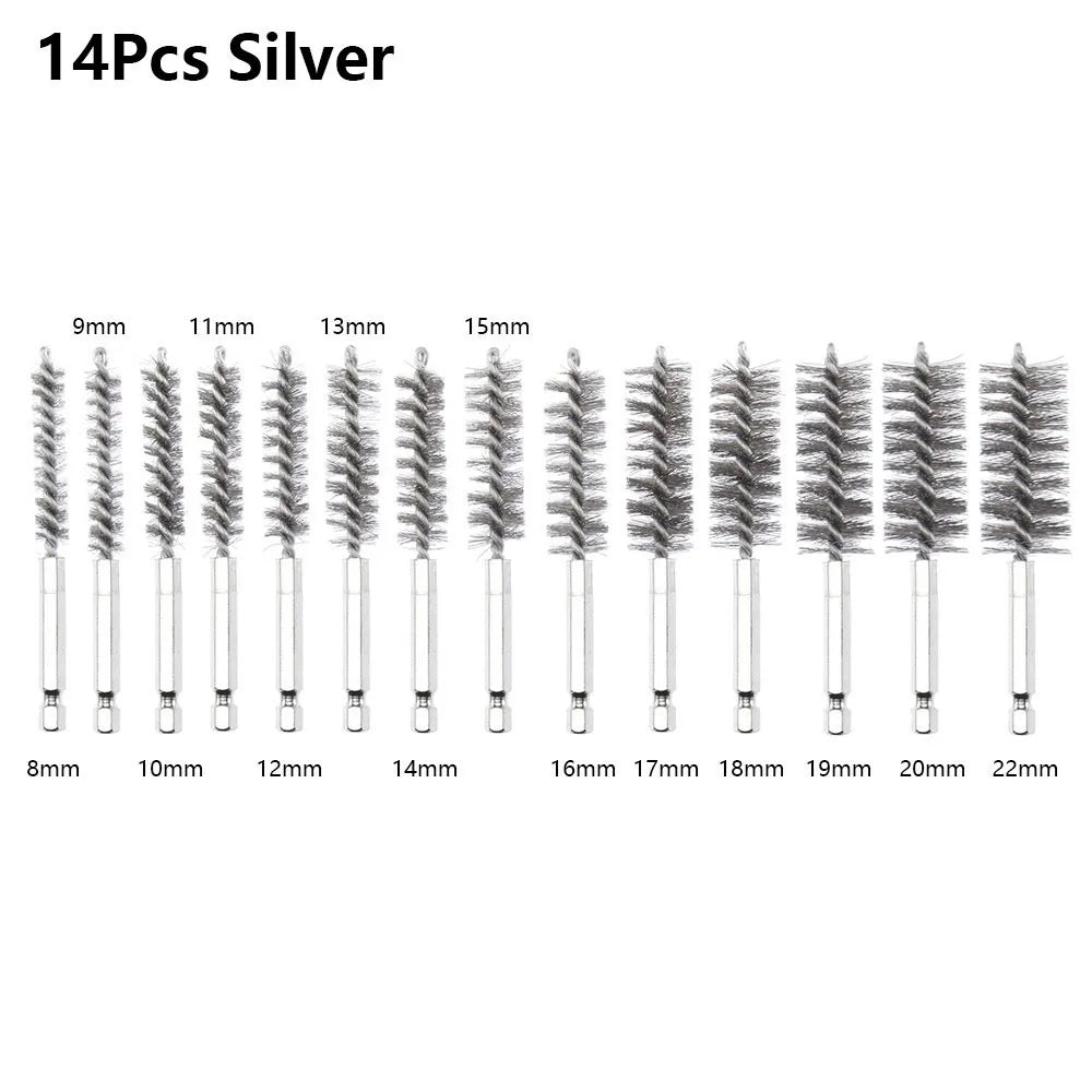 Stainless Steel Bore Brush Set | 1/4" Hex Shank | 8–25mm