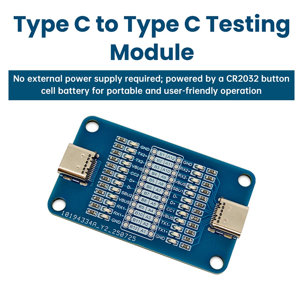 Type-C to Type-C Cable Tester – 24-Pin LED Indicator Module