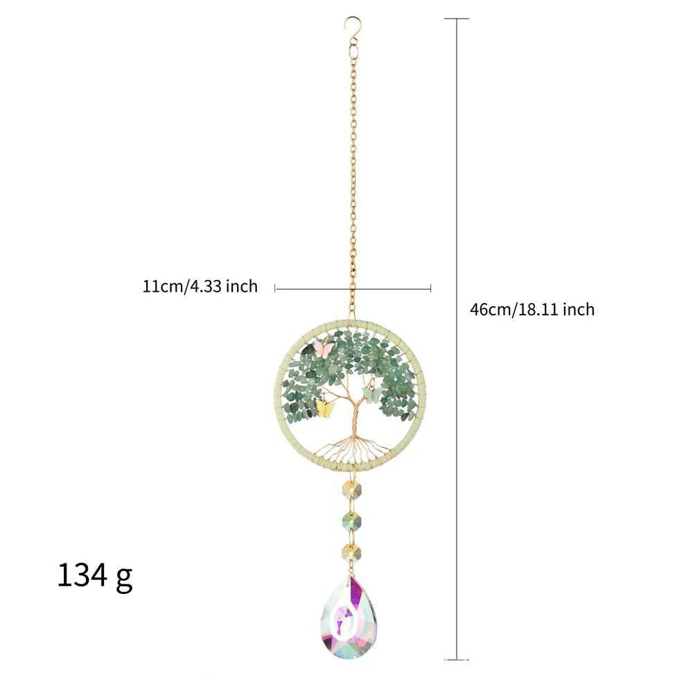 Tree of Life Crystal Suncatcher | Rainbow Prism Window Decor
