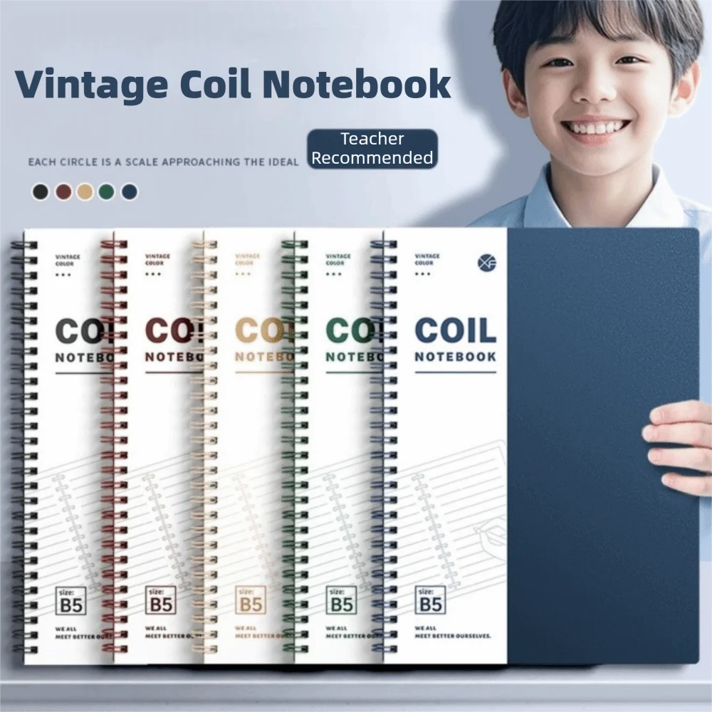 A5/B5 Spiral Notebook – 120 Cream Pages, Lay-Flat Coil Binding