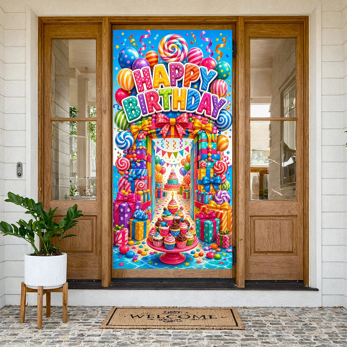 Cowboy Western Birthday Backdrop – Rustic Wooden Party Banner