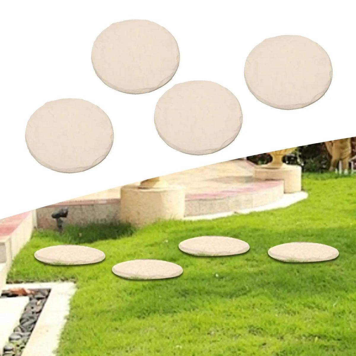 Plastic Garden Stepping Stones with Ground Nails – 4-Pack