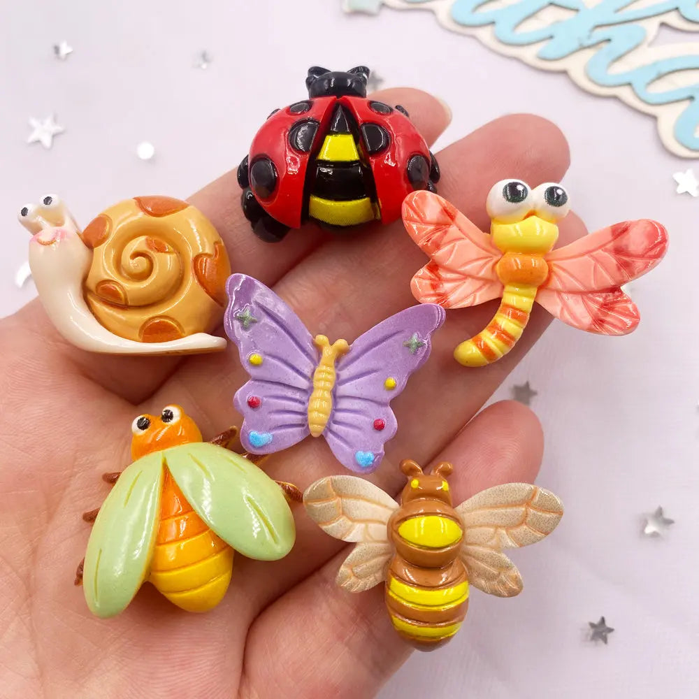 6-Piece Resin Insect Figurines – Flat Back DIY Craft Decor