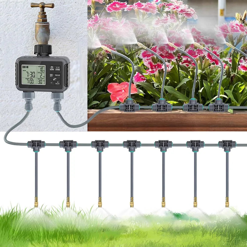 Dual Zone Smart Garden Watering Timer & Mist Cooling Kit