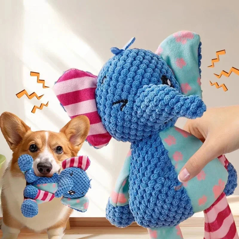Plush Squeaky Dog Toy – Elephant, Rabbit & Fox Designs