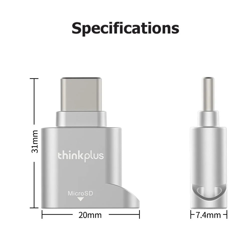 Lenovo ThinkPlus USB-C MicroSD Card Reader – 480Mbps, 512GB