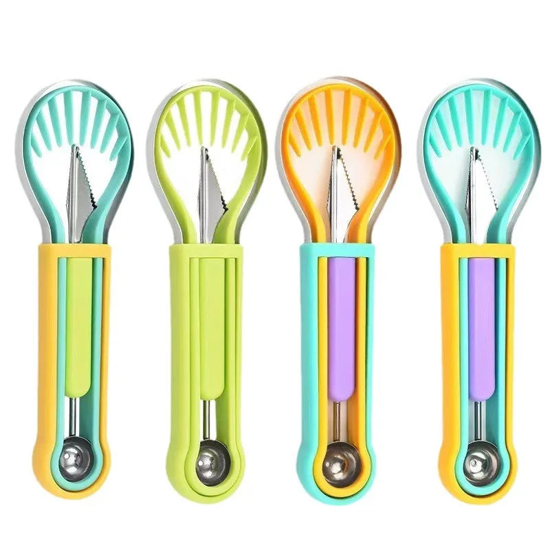 3-in-1 Stainless Steel Watermelon Cutter, Baller & Carving Tool