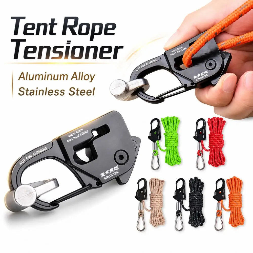 Aluminum Alloy Tent Rope Tensioner | Anti-Slip 2–10mm Adjuster