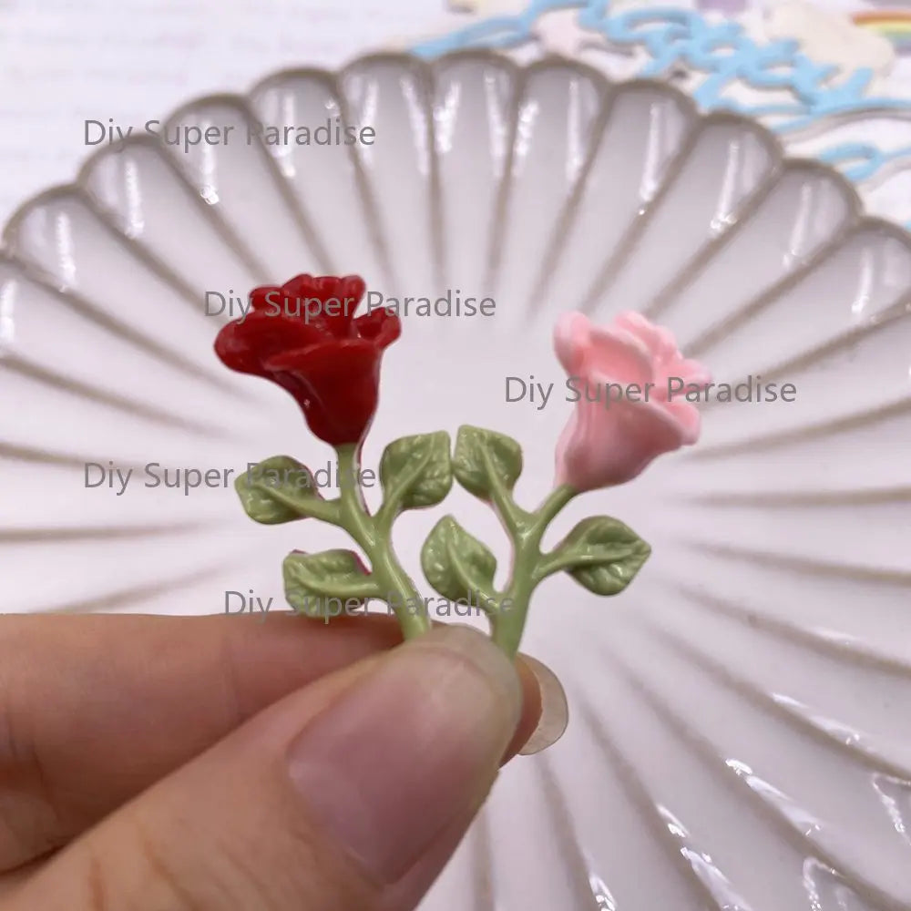 Resin Rose Flatback Figurines 10PCS – DIY Craft Embellishments