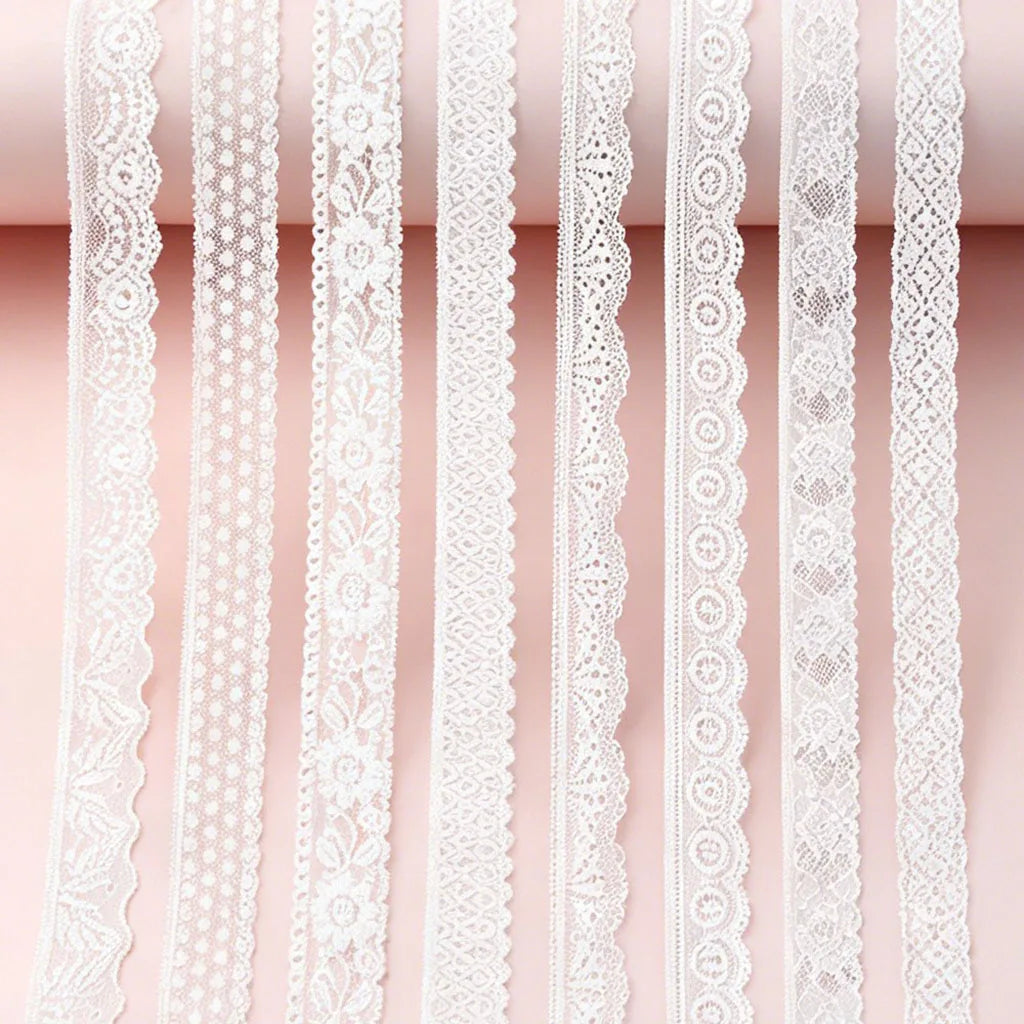 5-Meter White Elastic Lace Trim 25mm – DIY Sewing & Crafts