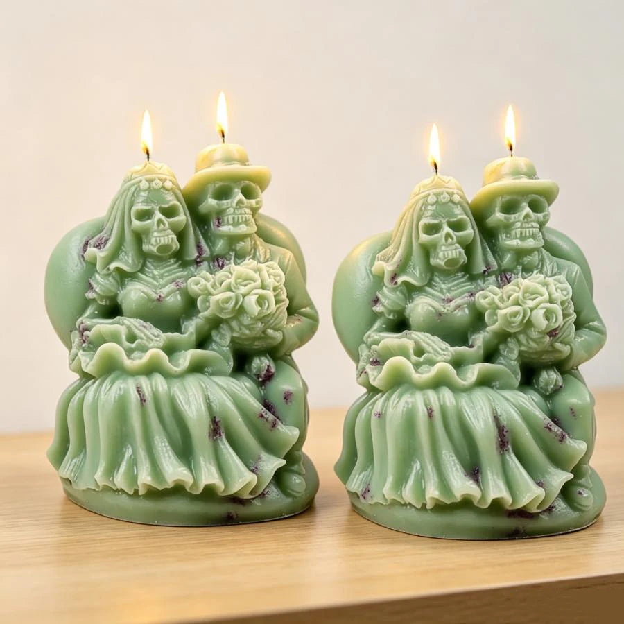 Skull Couple Silicone Mold – Bride & Groom Candle Resin DIY