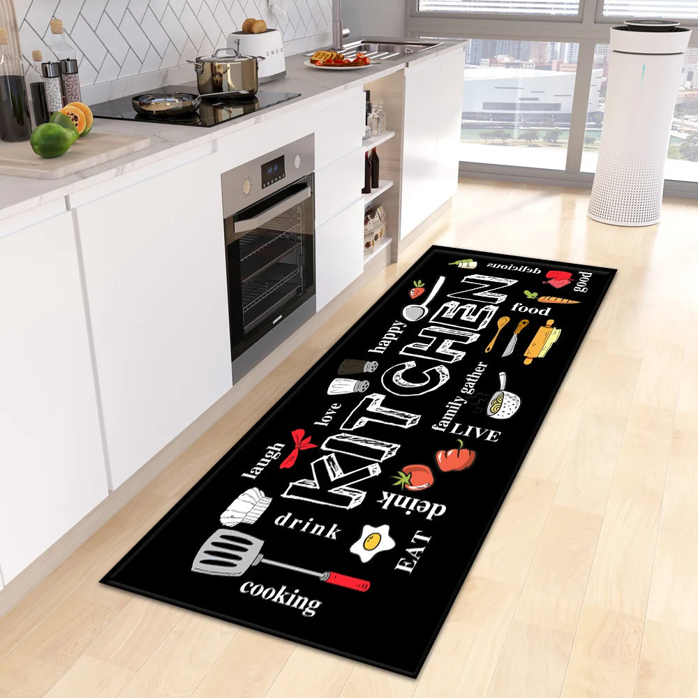 Non-Slip Washable Kitchen Rug – Waterproof Floral Floor Mat