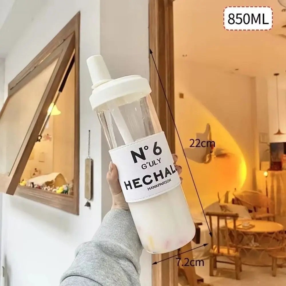 Large Transparent Straw Cup with Lid – 500ml & 850ml Reusable