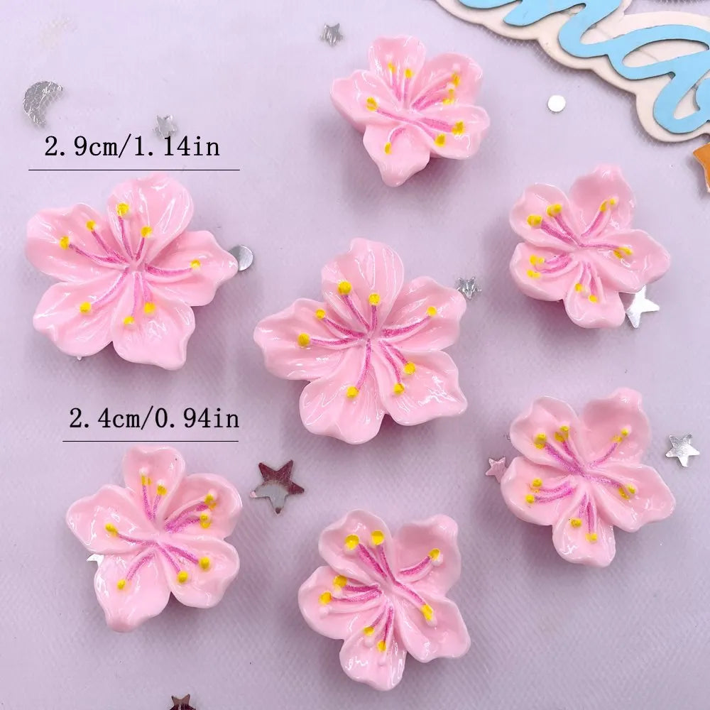 10PCS Resin Kawaii Peach Blossom Flatback Craft Embellishments