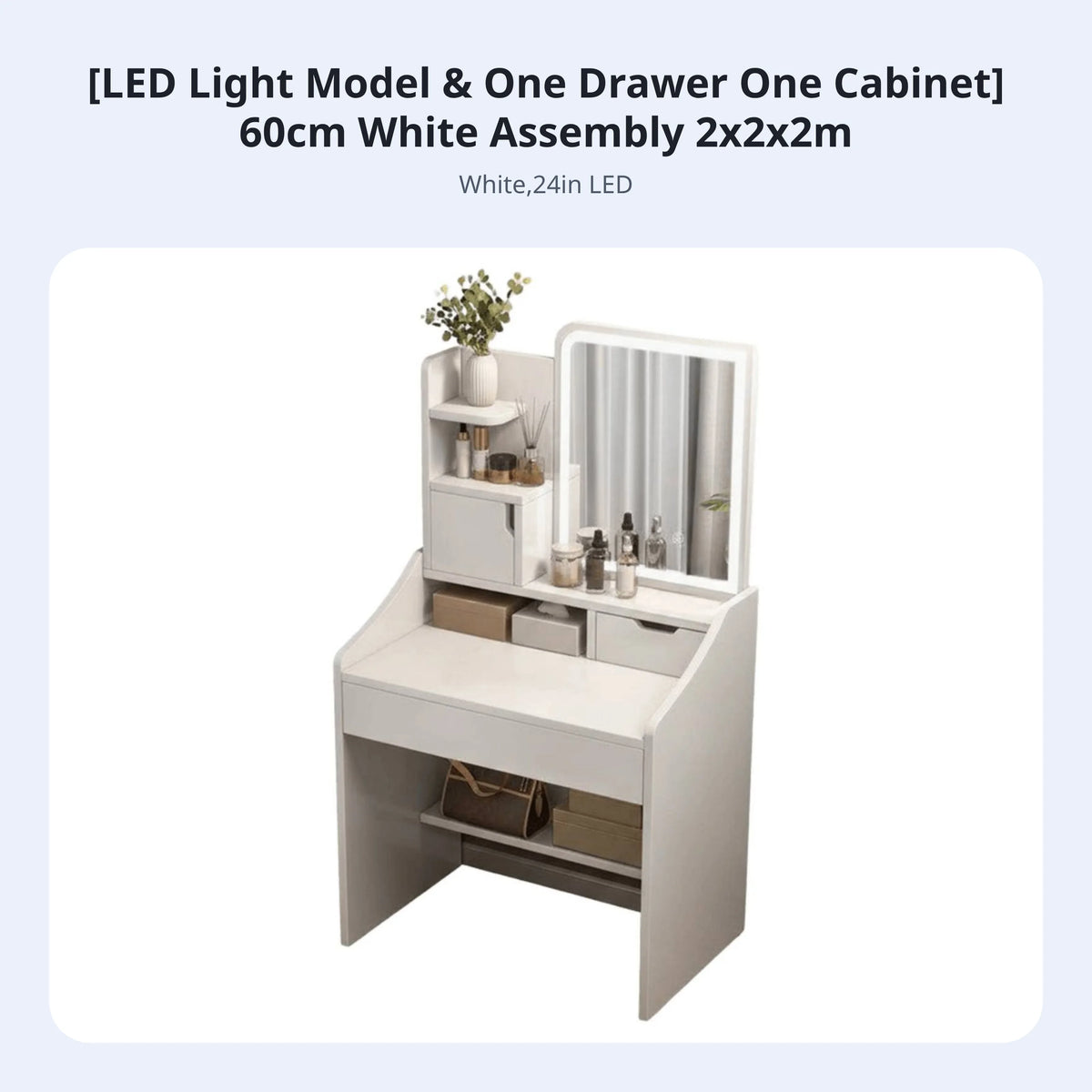 Modern Vanity Set with Lighted Mirror & Large Storage