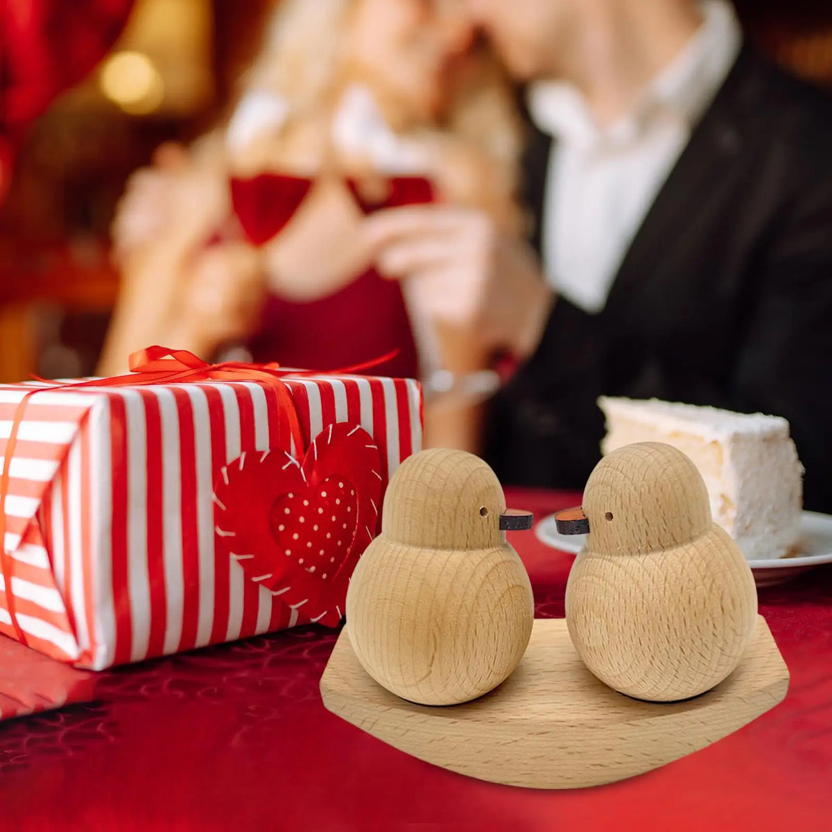 Handcrafted Wooden Couple Duck Figurine | Rustic Home Décor