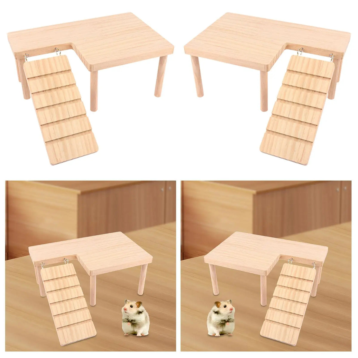 Wooden Hamster Climbing Platform with Ladder | Small Pet Toy