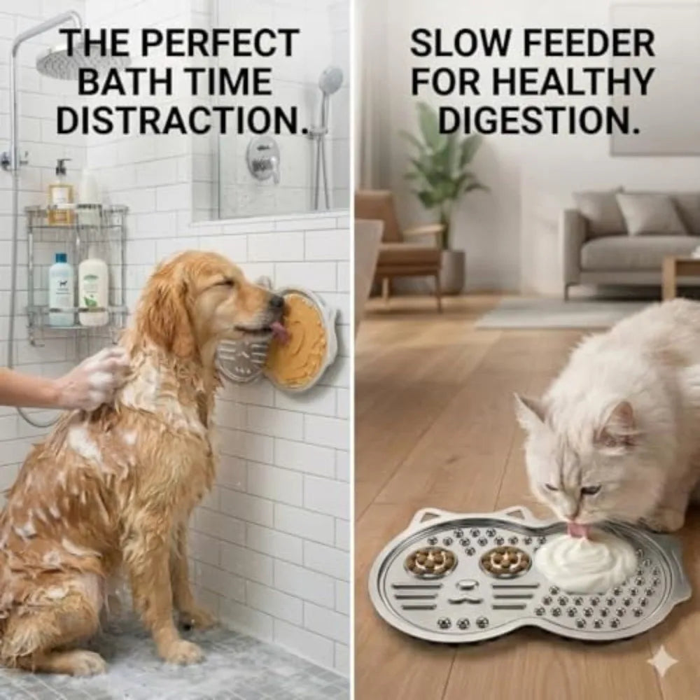 Stainless Steel Lick Mat – Non-Slip Slow Feeder for Dogs & Cats