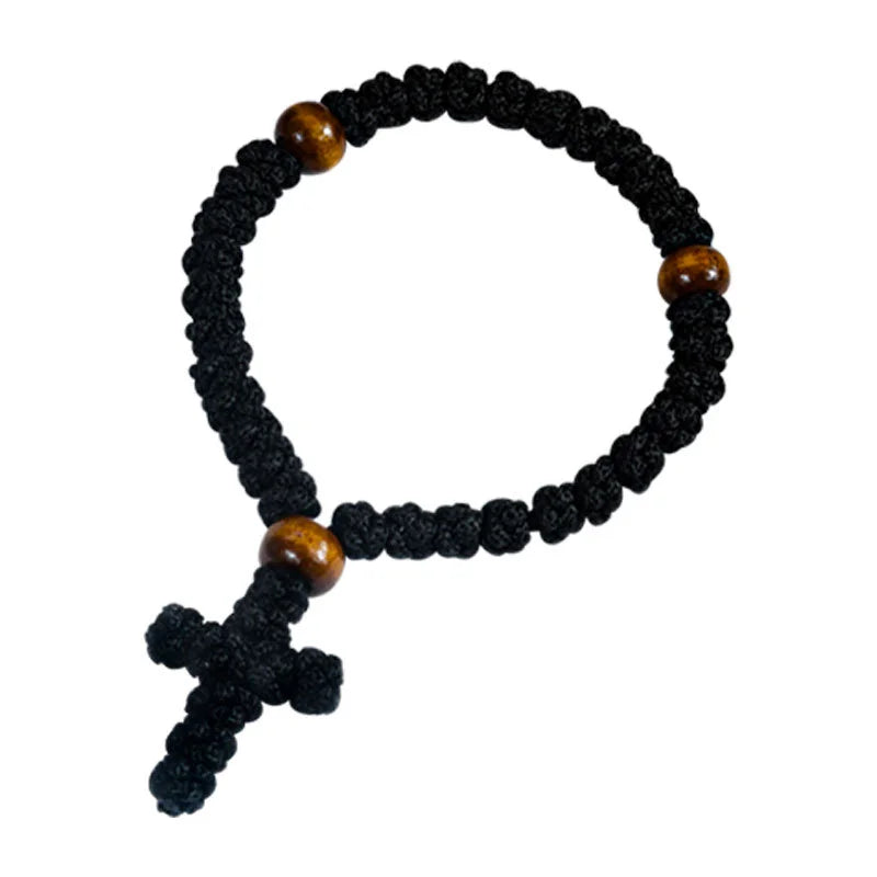 Orthodox Wooden Prayer Beads Rosary Bracelet – Rope & Fabric
