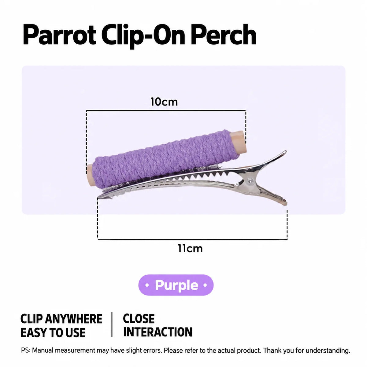 Clip-On Cotton Rope Parrot Perch Stand & Bird Grinding Toy