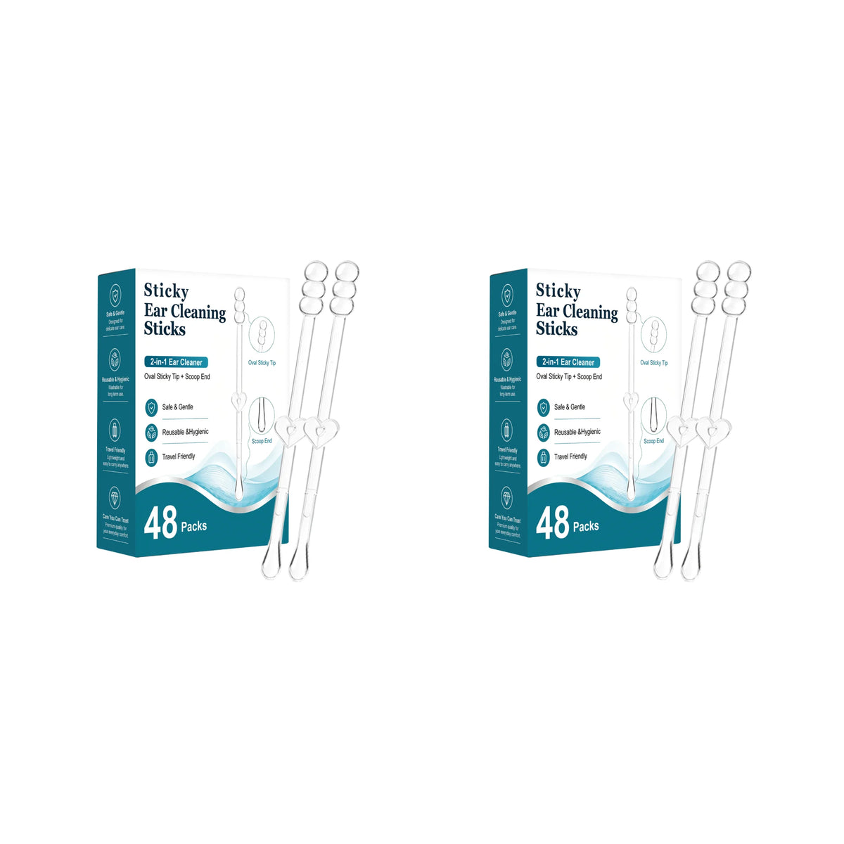 Sticky Ear Cleaning Sticks 48PCS – 2-in-1 Ear Wax Removal