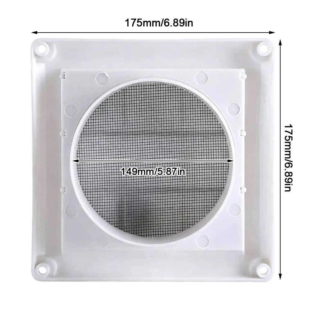 6-Inch Louvered Wall Vent Grille with Fly Screen – White