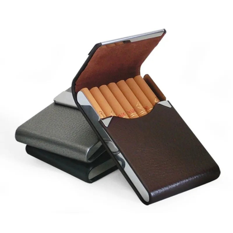 Stainless Steel PU Cigarette Case – Multifunction Card Holder