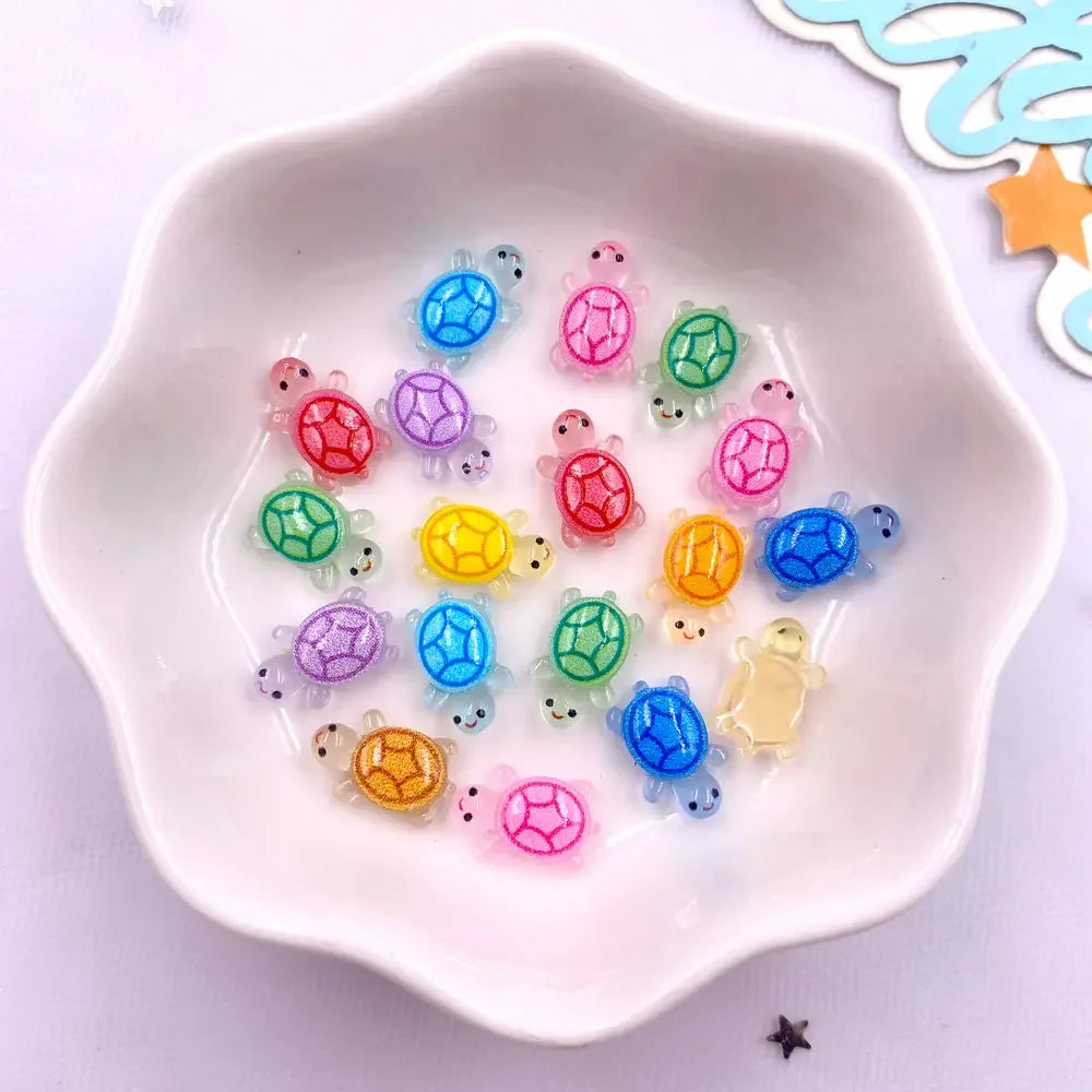 60pcs 3D Mini Resin Tortoise Flatback Rhinestones – DIY Craft