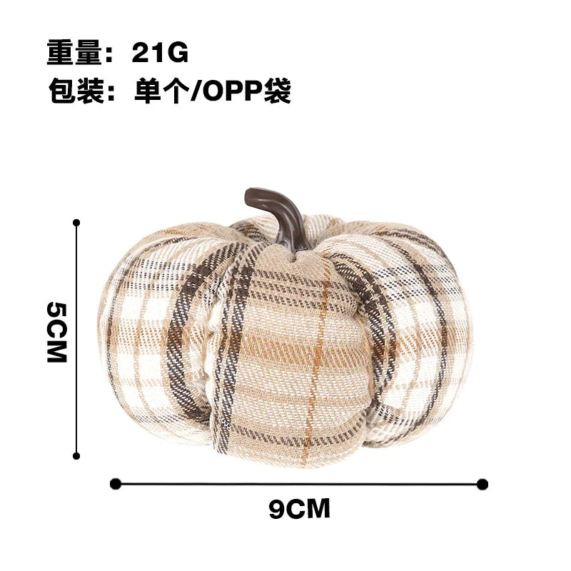 Plaid Fabric Mini Pumpkin Decor – Rustic Fall & Halloween Ornament