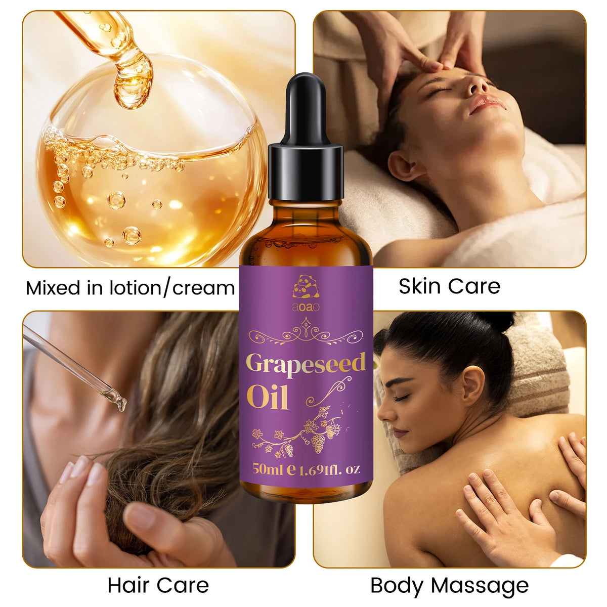 Pure Grape Seed Oil for Face, Body, Hair & Nail Moisture