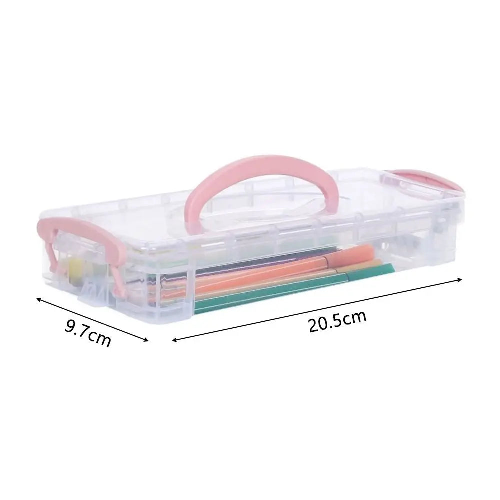 Multi-Layer Stackable Transparent Pencil Case – Marker & Brush Box