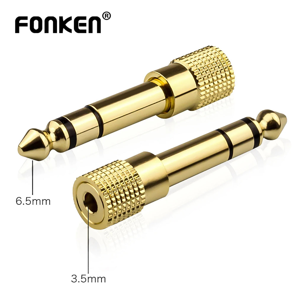 6.35mm to 3.5mm Gold-Plated Headphone Audio Adapter | FONKEN