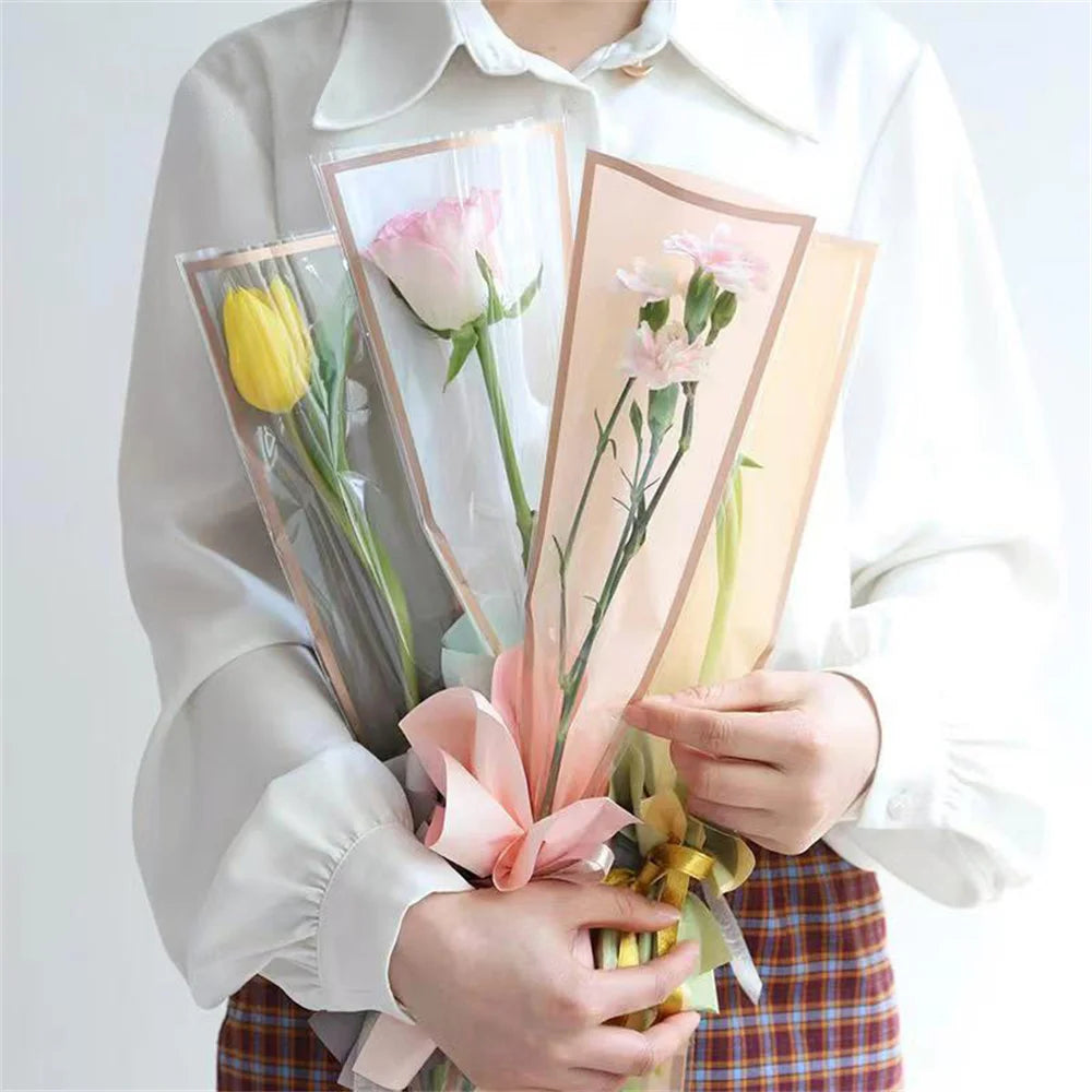 50-Pack Waterproof Rose Flower Wrapping Bags – Rose Gold