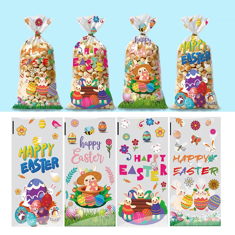 50-Pack Easter Candy Bags – Bunny, Chick & Egg Gift Bags