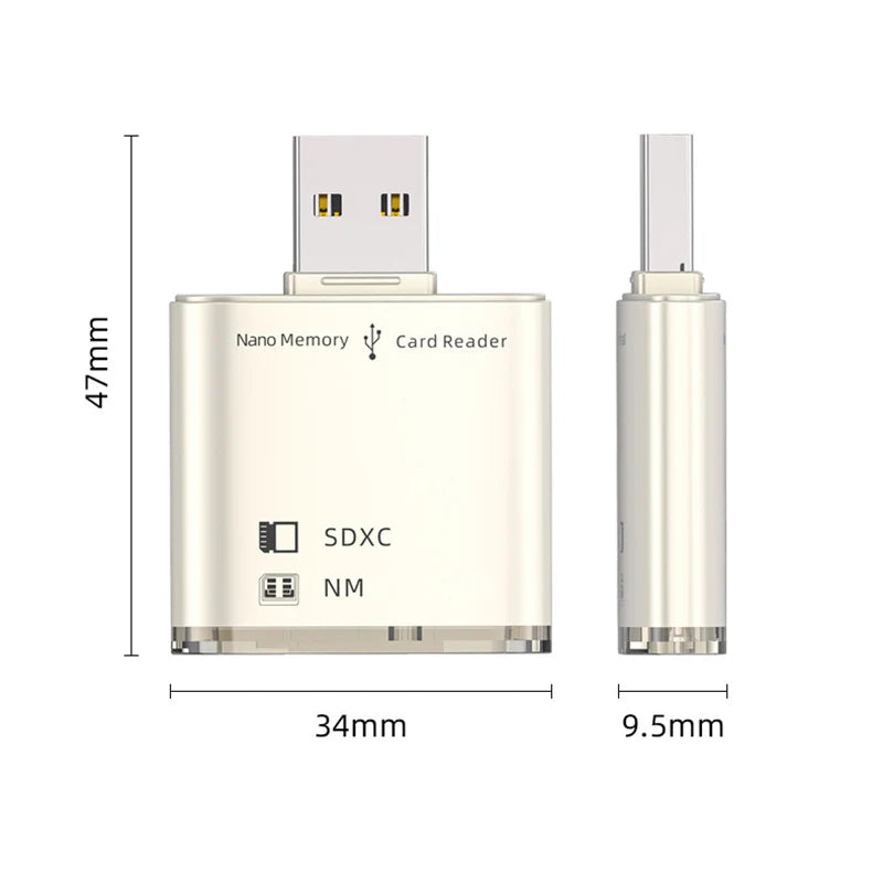 USB 3.0 SD/SDXC & NM Nano Memory Card Reader 8GB–128GB