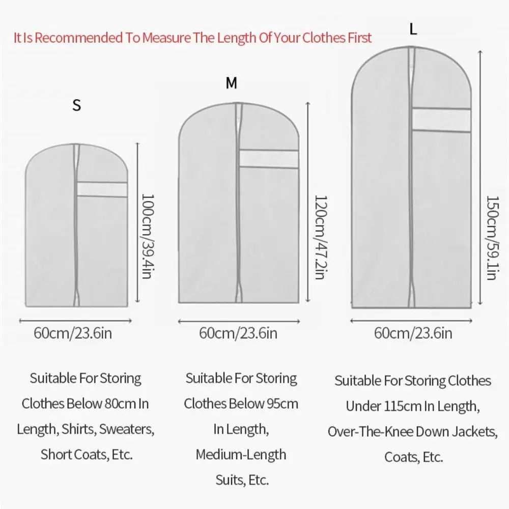 PEVA Hanging Garment Bag – Dustproof Clothing Cover S/M/L