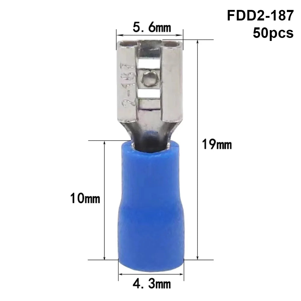 50-Pack Insulated Crimp Spade Terminal Connectors 2.8/4.8/6.3mm