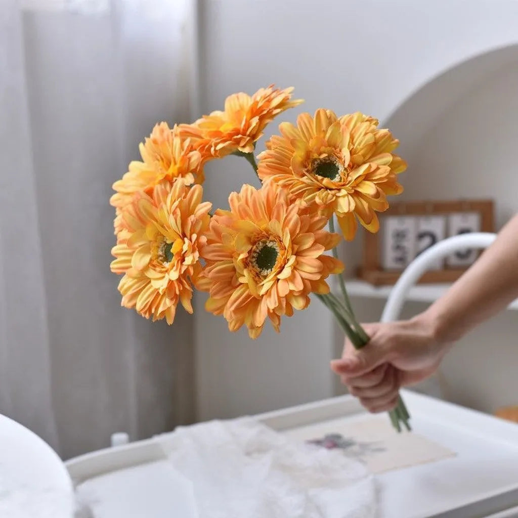 Silk Gerbera Daisy Artificial Flowers – Multi-Color 10-Stem Set
