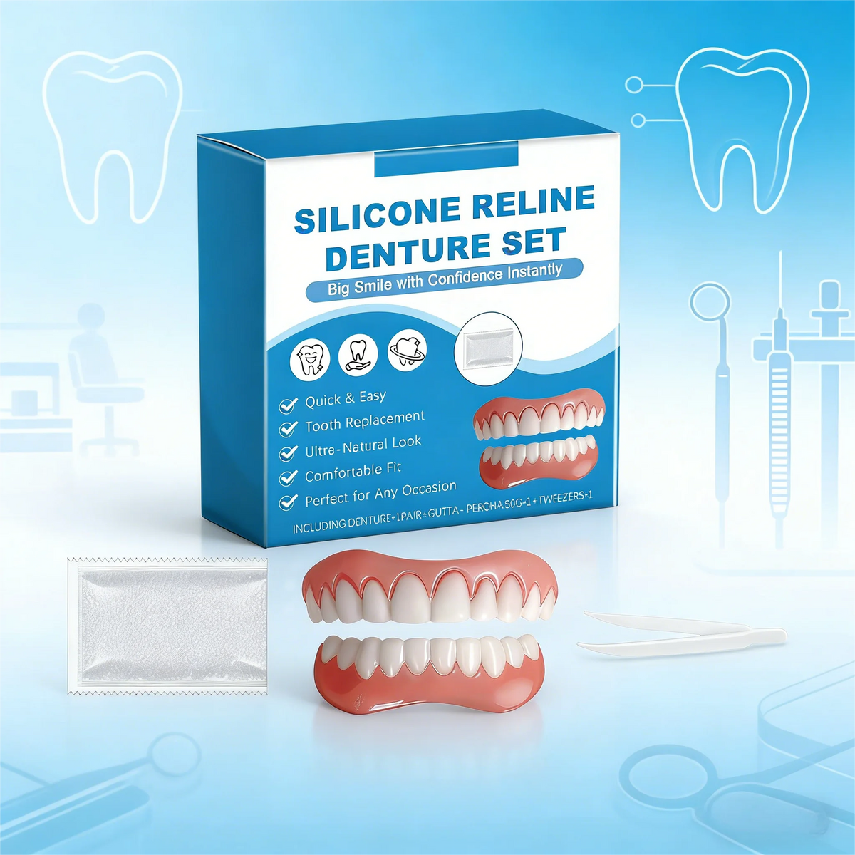 Silicone Soft Denture Reline Kit – Upper & Lower Set