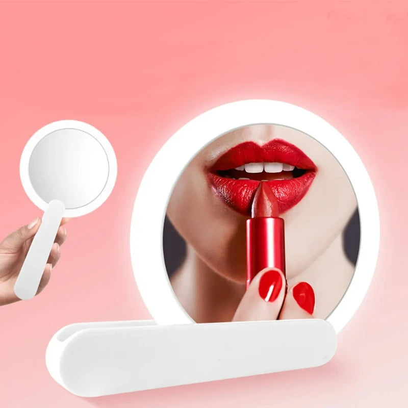 Foldable LED Makeup Mirror – Portable Lighted Compact Travel