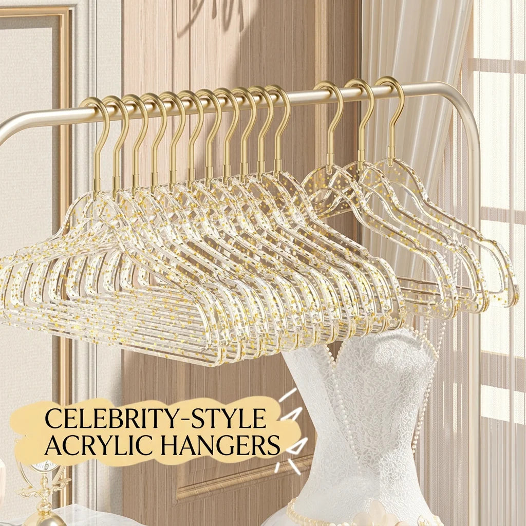 Glitter Transparent Clothes Hanger – Non-Slip Space Saving