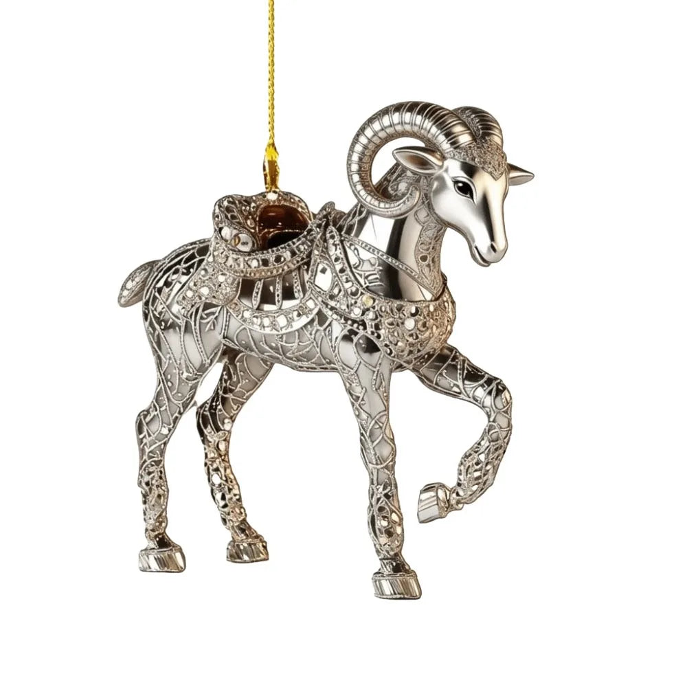 Rhinestone Acrylic Goat Hanging Ornament | Zodiac Décor