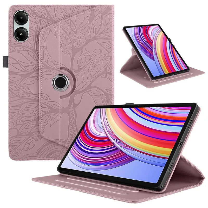 Xiaomi Redmi Pad 2 11" Case – Embossed Tree 360° Rotating Stand