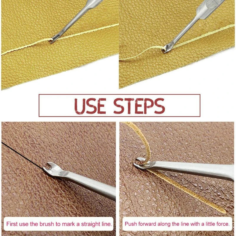 U & V Leather Groover Skiving Tool Kit – 4-Piece Stainless Set