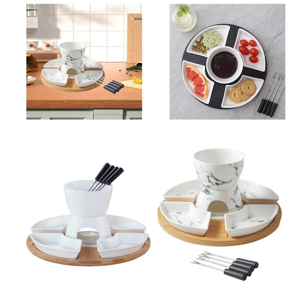 Ceramic Chocolate & Cheese Fondue Set | Tea Light Pot