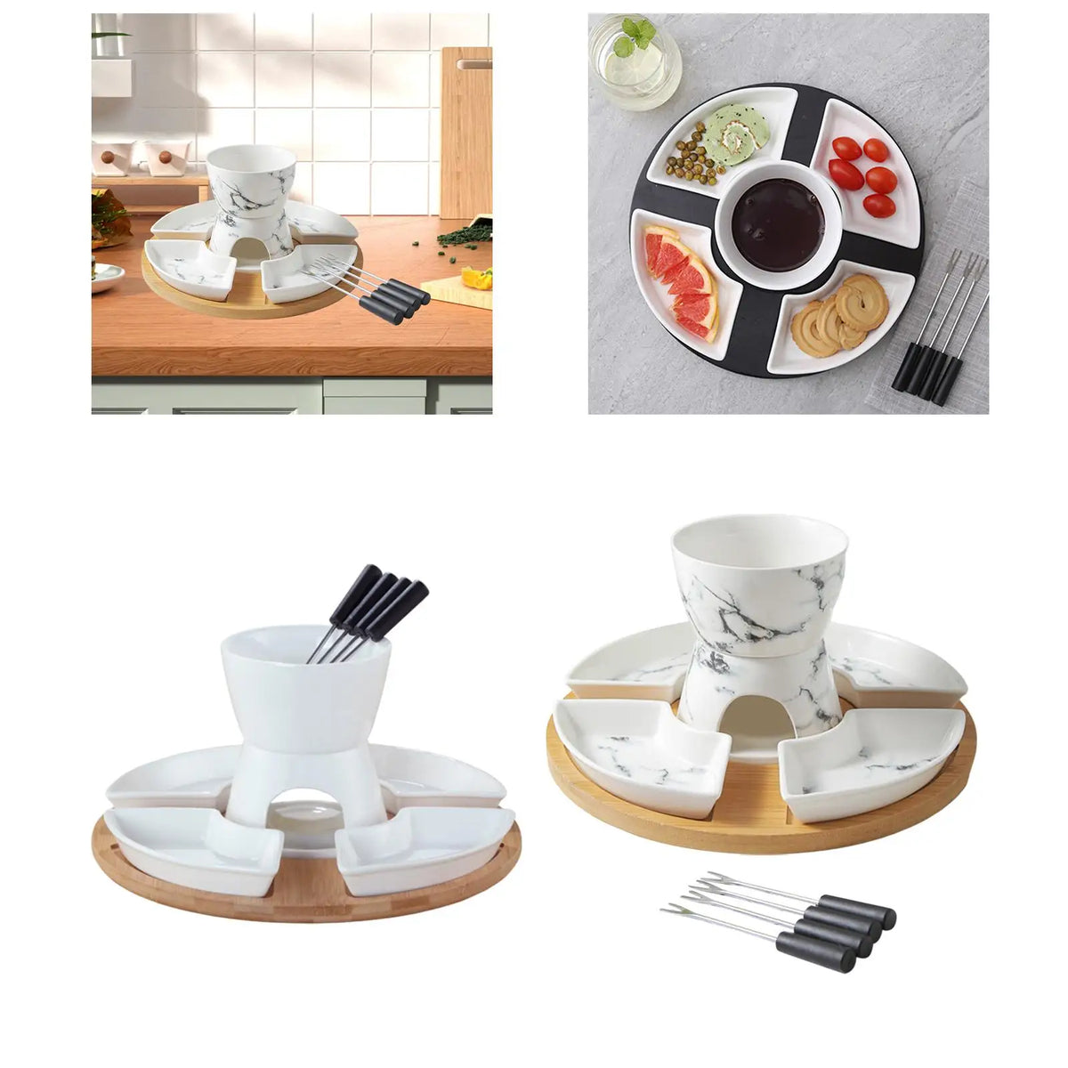 Ceramic Chocolate & Cheese Fondue Set | Tea Light Pot