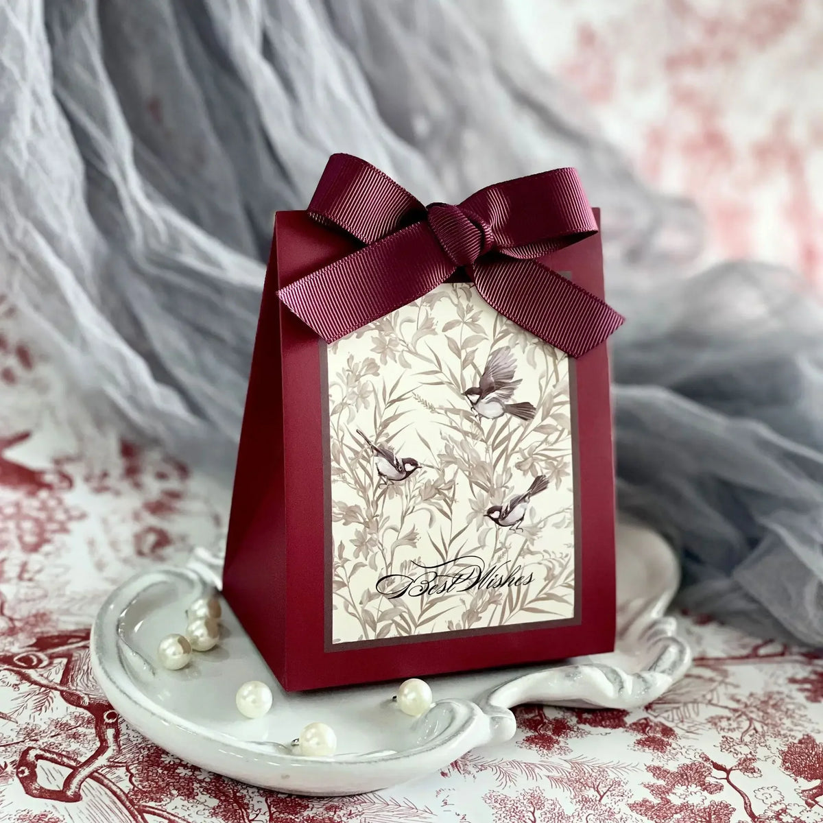Floral Birds Forest Wedding Candy Gift Box | DIY Kraft Paper