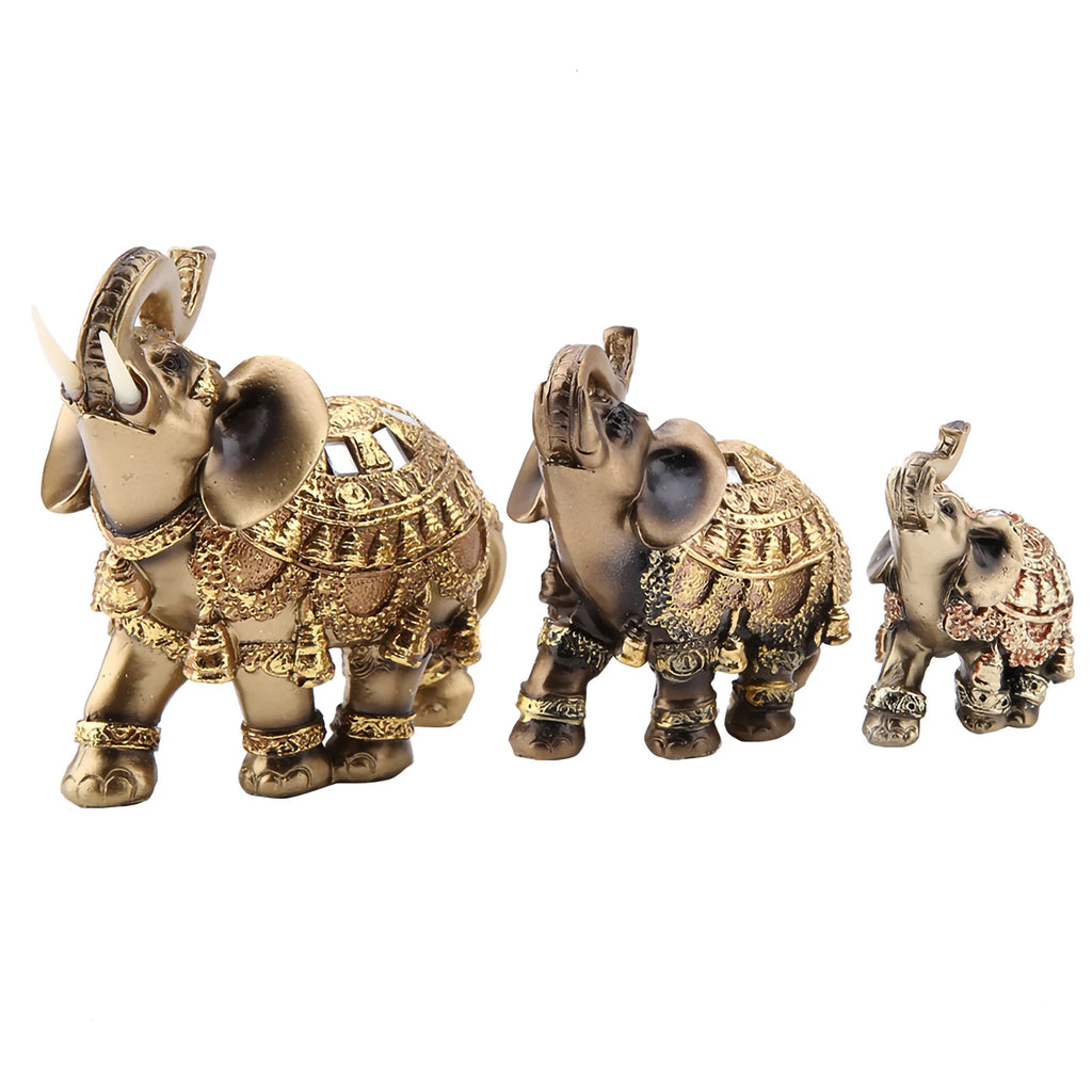Golden Feng Shui Elephant Statue – Lucky Wealth Figurine