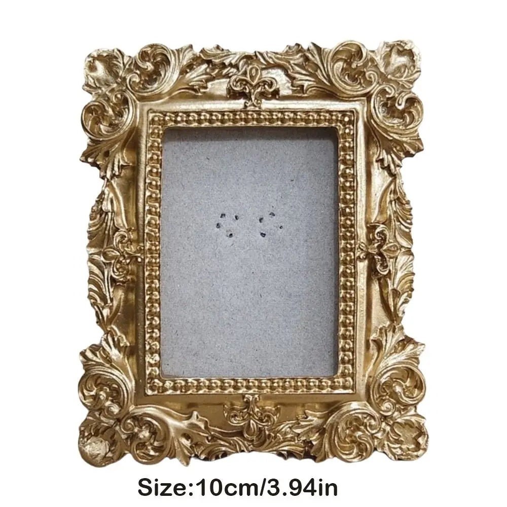 Victorian Mini Resin Photo Frame – Gold Vintage Desktop Decor